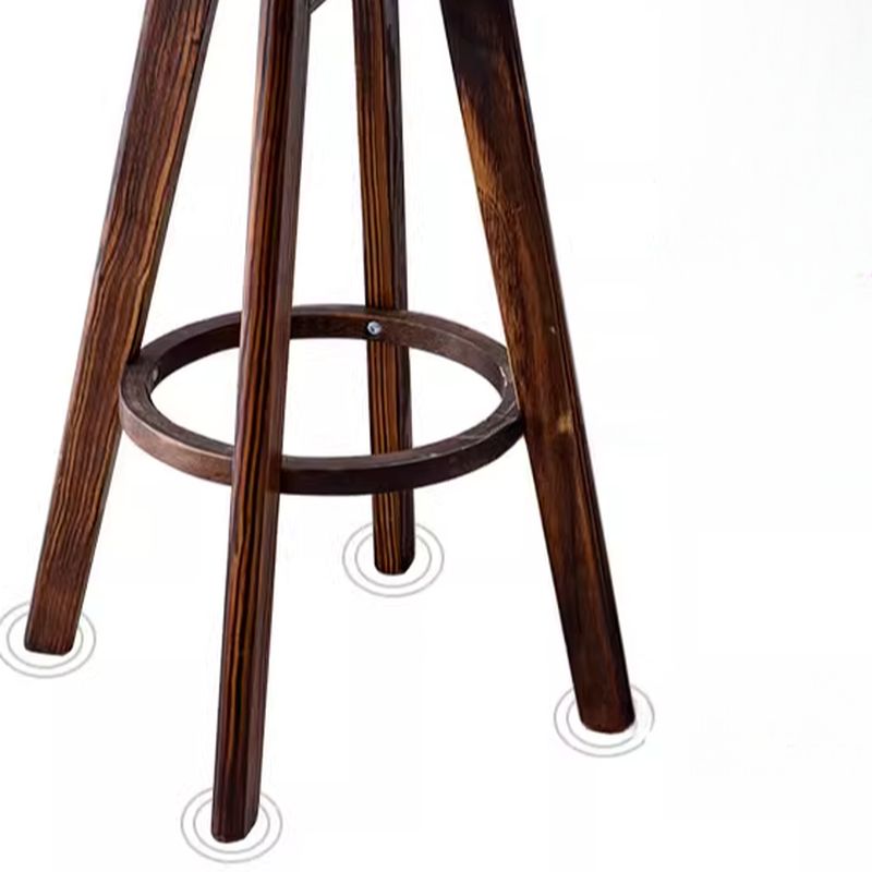 Classic Solid Wood Bar/Counter Stool with Round Seat, Back, and Rotatable Foot Pedestal