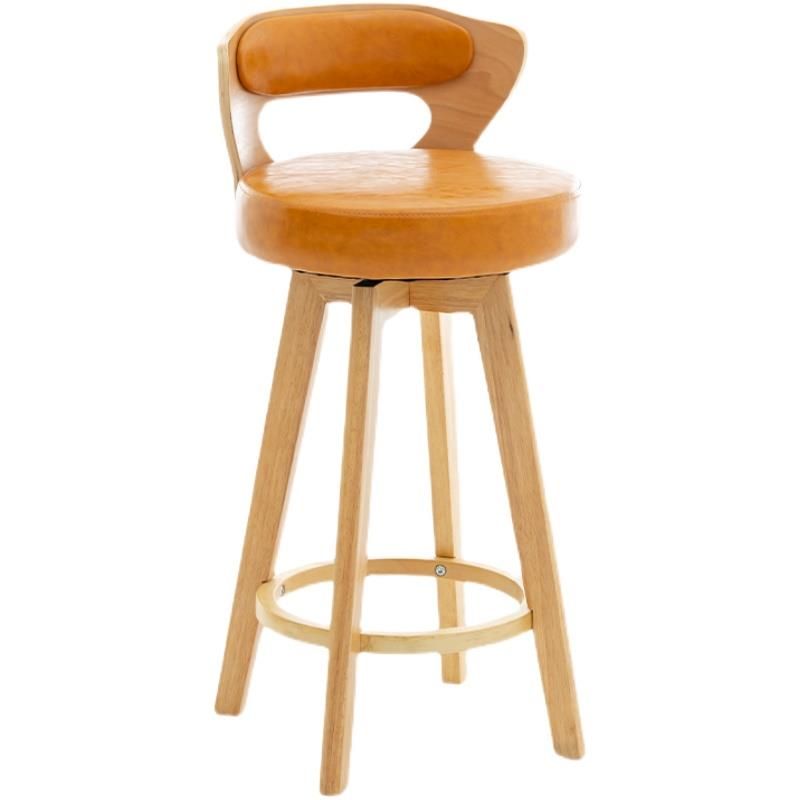 Relaxed Crimson Leather Round Bistro Stool