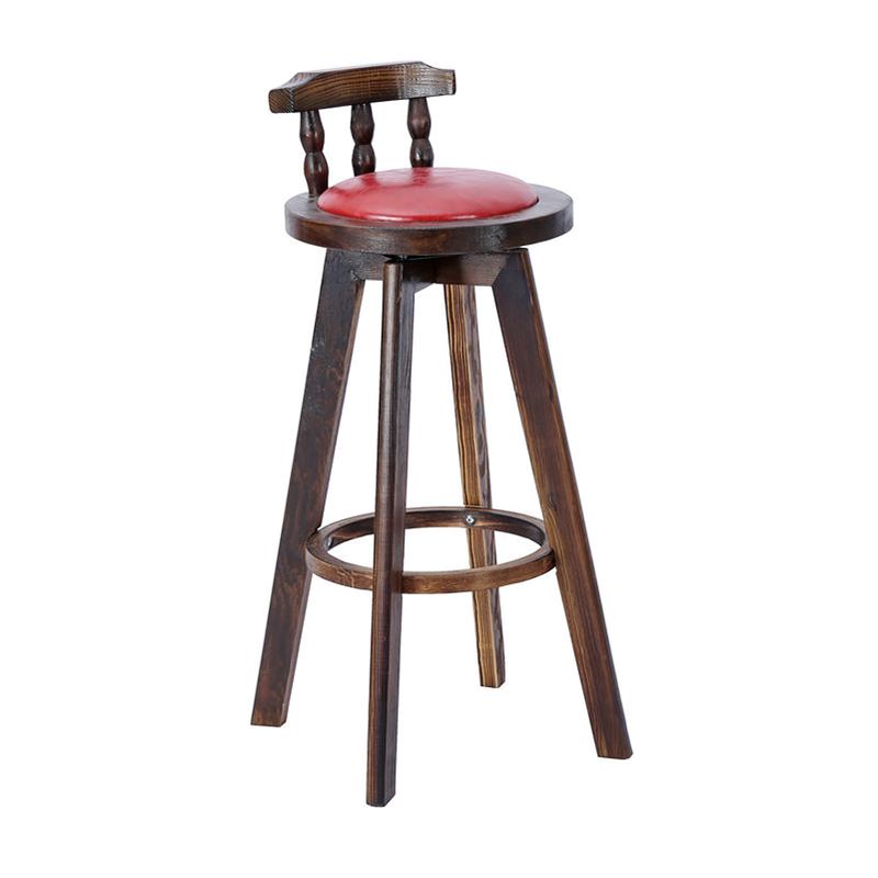 Classic Solid Wood Bar/Counter Stool with Round Seat, Back, and Rotatable Foot Pedestal