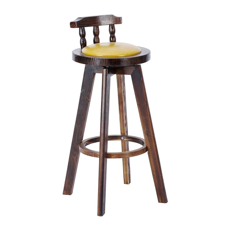 Classic Solid Wood Bar/Counter Stool with Round Seat, Back, and Rotatable Foot Pedestal