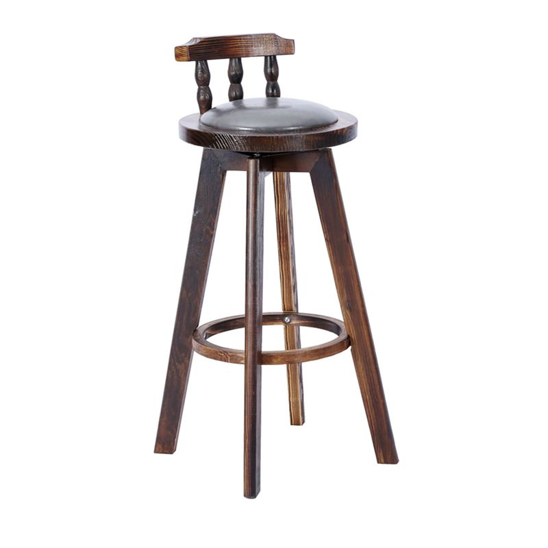 Classic Solid Wood Bar/Counter Stool with Round Seat, Back, and Rotatable Foot Pedestal