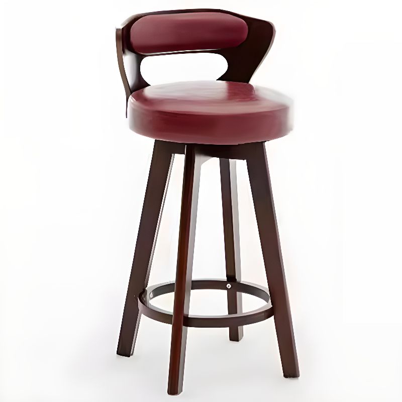 Relaxed Crimson Leather Round Bistro Stool