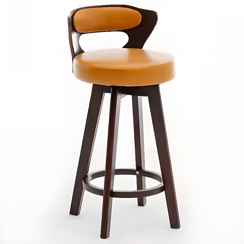 Relaxed Crimson Leather Round Bistro Stool