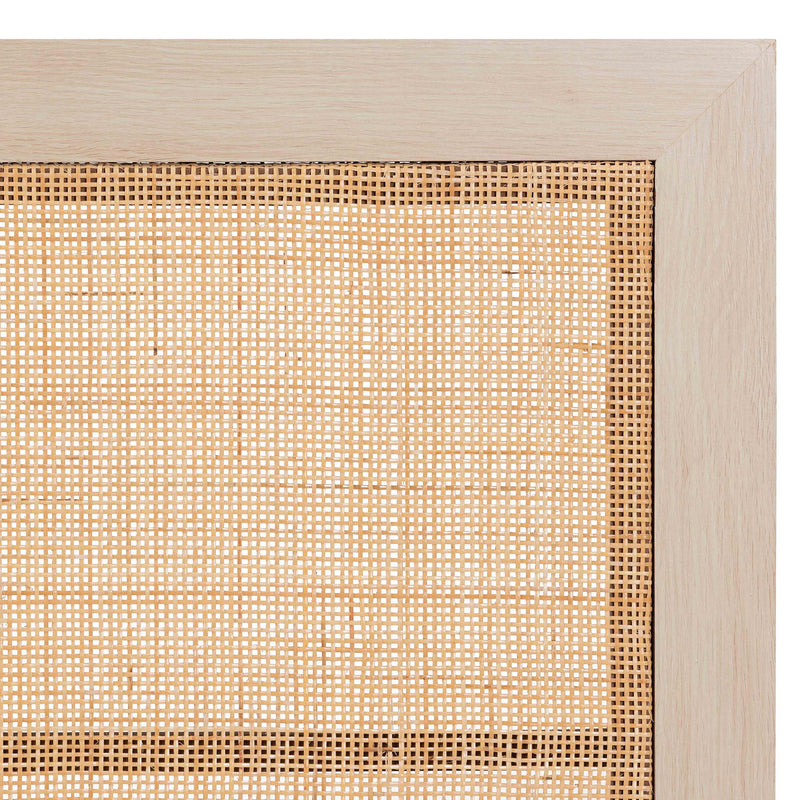 BRYER STUDIO ELIANA MODERN BOHEMIAN LIGHT BROWN FINISHED WOOD AND NATURAL RATTAN  HEADBOARD