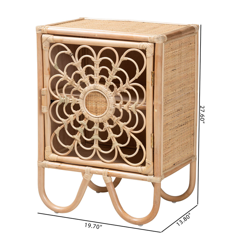 Calvin & Bay Modern Gipsy Natural Brown Rattan Nightstand/Bedside Table