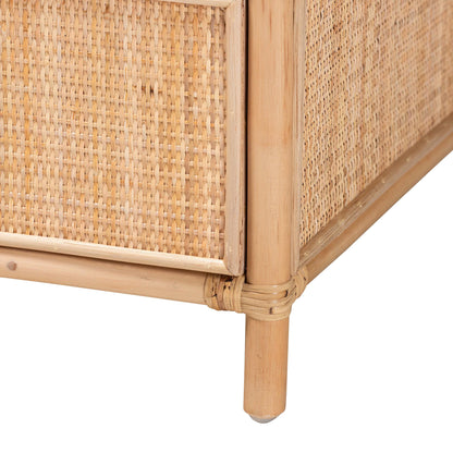 CALVIN & BAY CESAR  BOHEMIAN NATURAL BROWN RATTAN 1-DRAWER NIGHTSTAND/ BEDSIDE TABLE