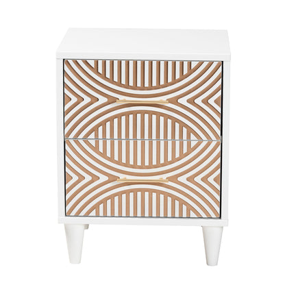 BRYER STUDIO VALENTINA CARVED CONTRASTING NIGHTSTAND/BEDSIDE TABLE