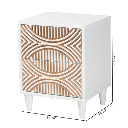 BRYER STUDIO VALENTINA CARVED CONTRASTING NIGHTSTAND/BEDSIDE TABLE