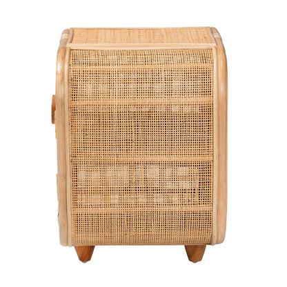 CALVIN & BAY BOHEMIAN NATURAL RATTAN WOOD NIGHTSTAND/ BEDSIDE TABLE