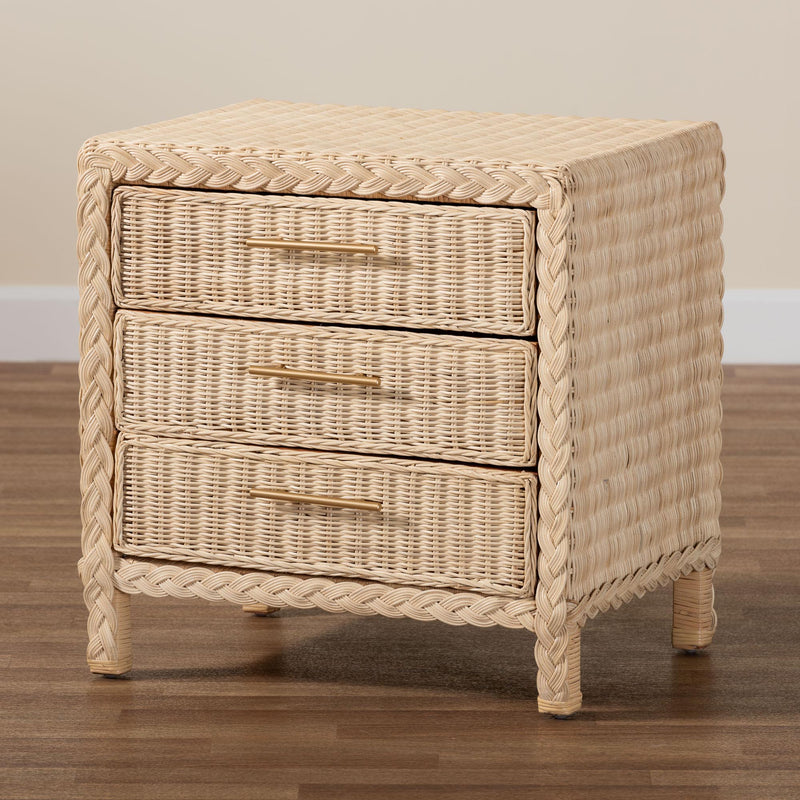 Calvin & Bay Unica Natural Rattan 3 Drawer Nightstand/ Bedside Table