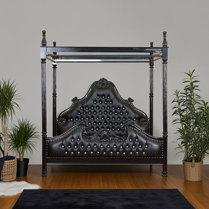 Zaraa Hand Carved Tufted Canopy Bed