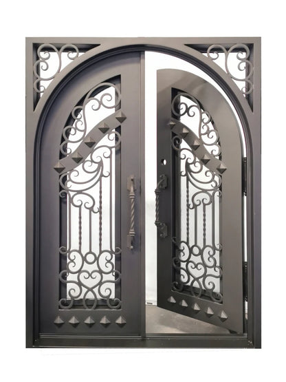 Nancy Wrought Iron Double Door Square Frame Arched
