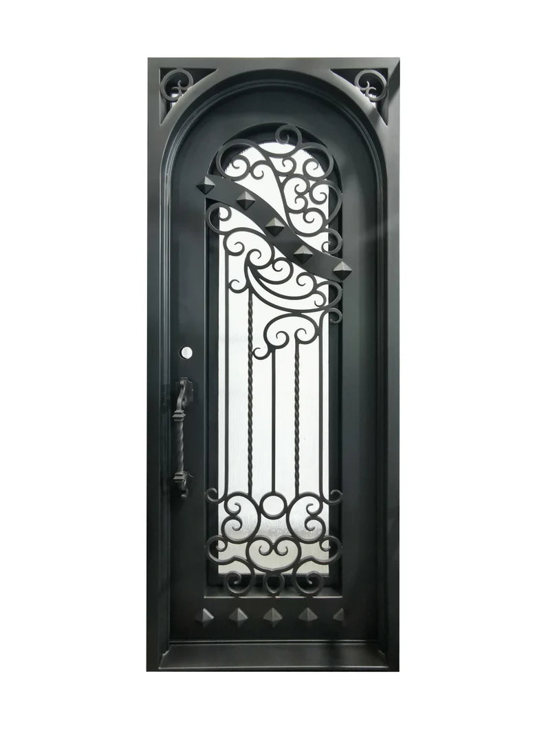 Nancy Wrought Iron Double Door Square Frame Arched