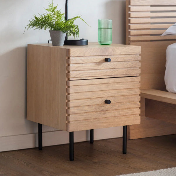 Dura Solid Wood Natural 2 Drawer Bedside Table