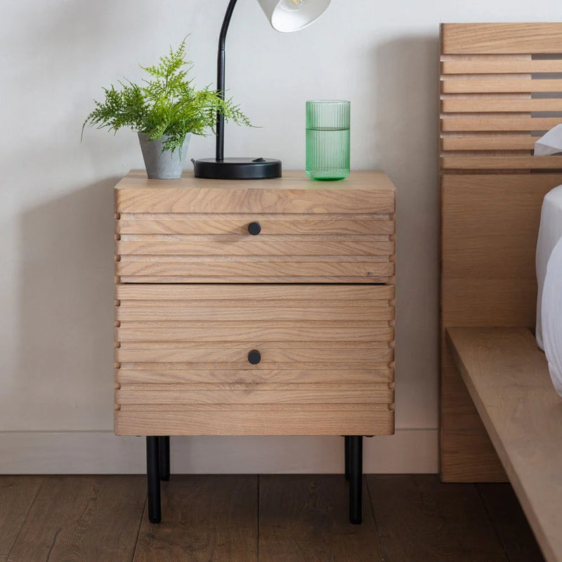 Dura Solid Wood Natural 2 Drawer Bedside Table