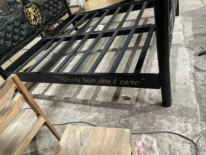 Huni Solid Mango Wood Hand Carved Bed