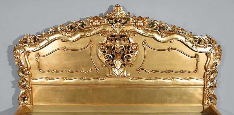 Royal Gold Leaf Hand Carved Bed