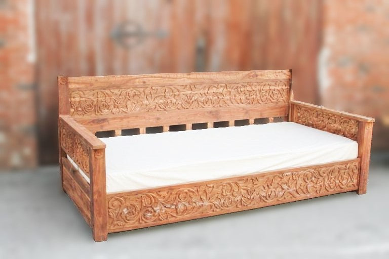Dalia Hand Carved Indian Solid Wooden Daybed