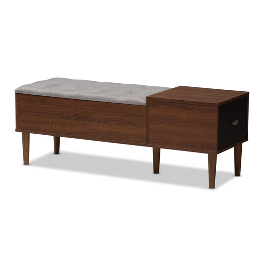 Alice Mid-Century Solid Wooden 1-Drawer Entryway Storage Bench