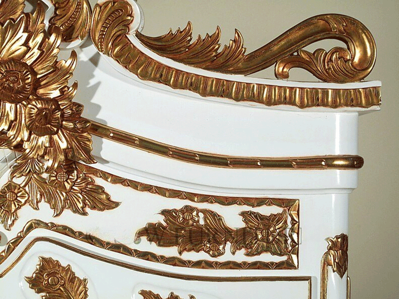 Crown Gold Leaf Antique White/Gold Cabinet