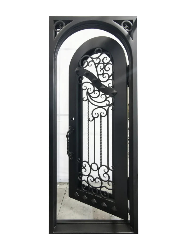 Nancy Wrought Iron Double Door Square Frame Arched