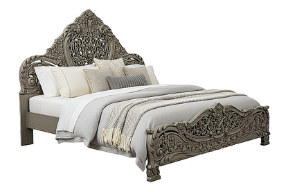 Arangi Hand-Carved Solid Wood Platform Bed