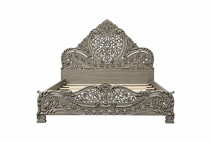 Arangi Hand-Carved Solid Wood Platform Bed