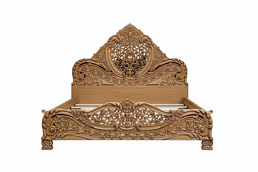 Arangi Hand-Carved Solid Wood Platform Bed
