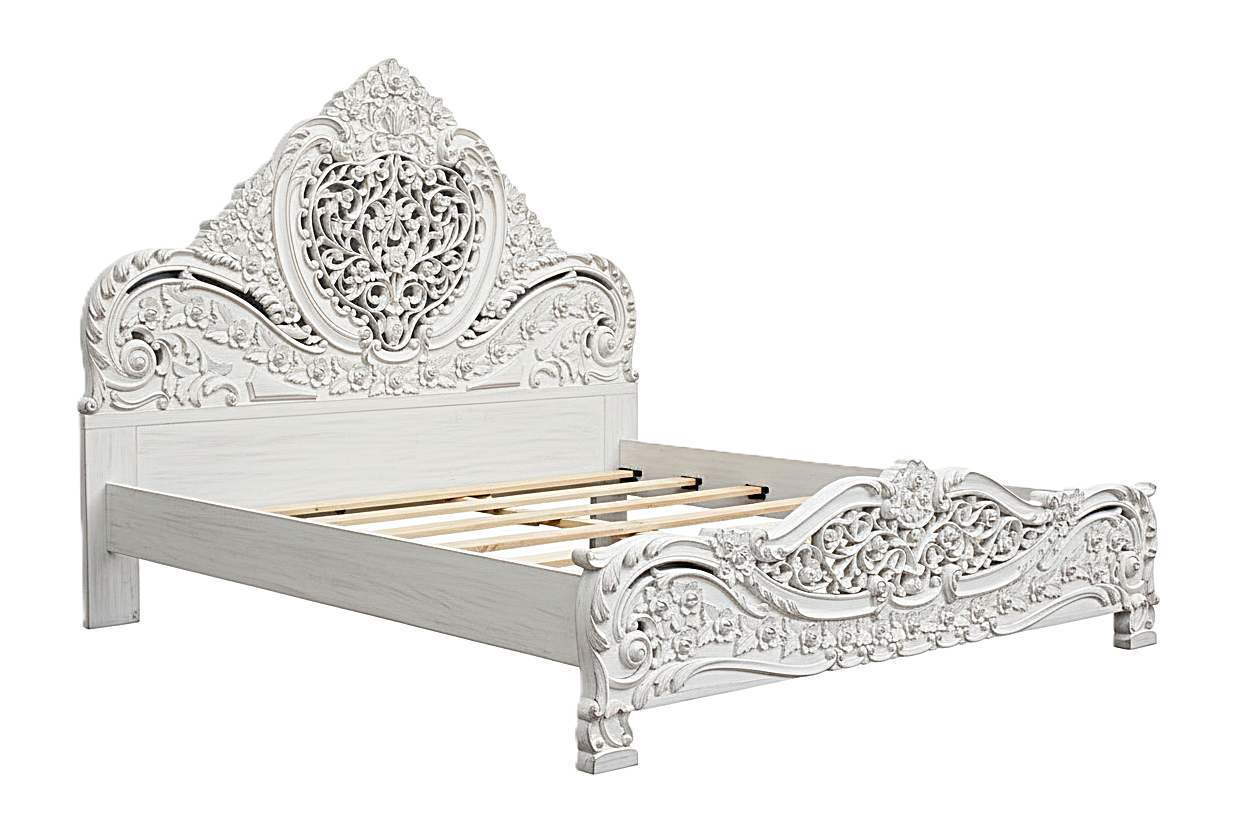 Arangi Hand-Carved Solid Wood Platform Bed