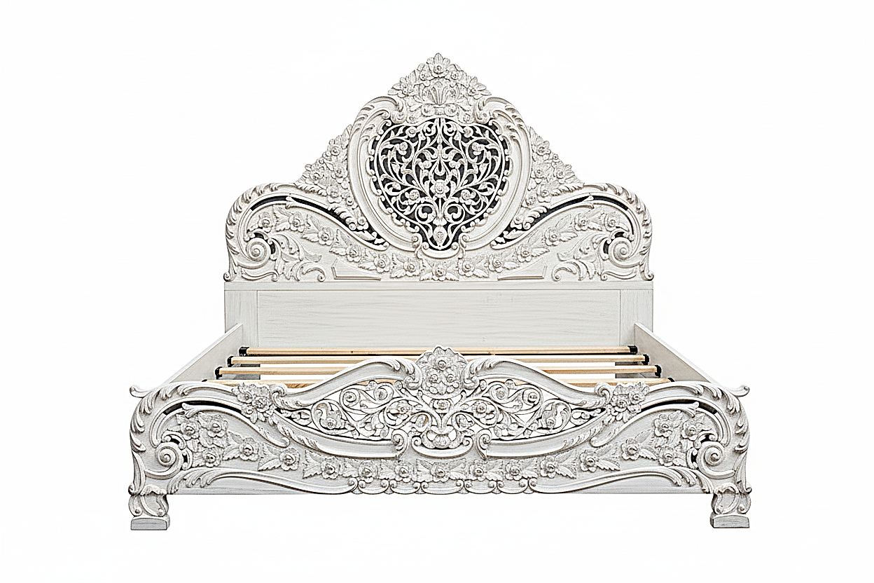 Arangi Hand-Carved Solid Wood Platform Bed
