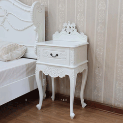 Snow Wooden Hand Curved Bedside