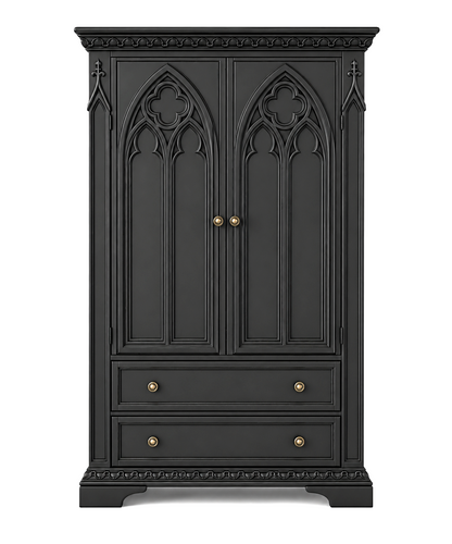 Blackspire™ Gothic Hand-Carved Solid Wood Armoire