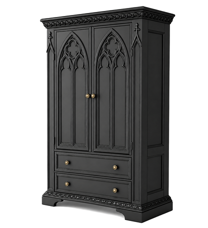 Blackspire™ Gothic Hand-Carved Solid Wood Armoire