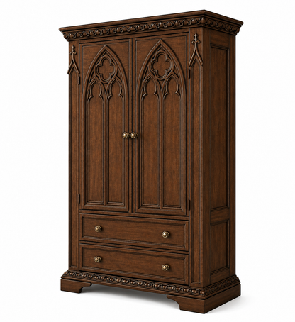 Blackspire™ Gothic Hand-Carved Solid Wood Armoire