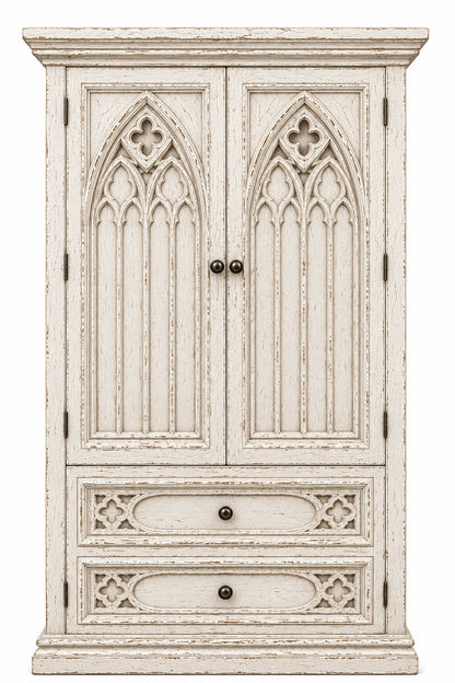 Cathedral Reverie™ Gothic Hand-Carved Solid Wood Armoire