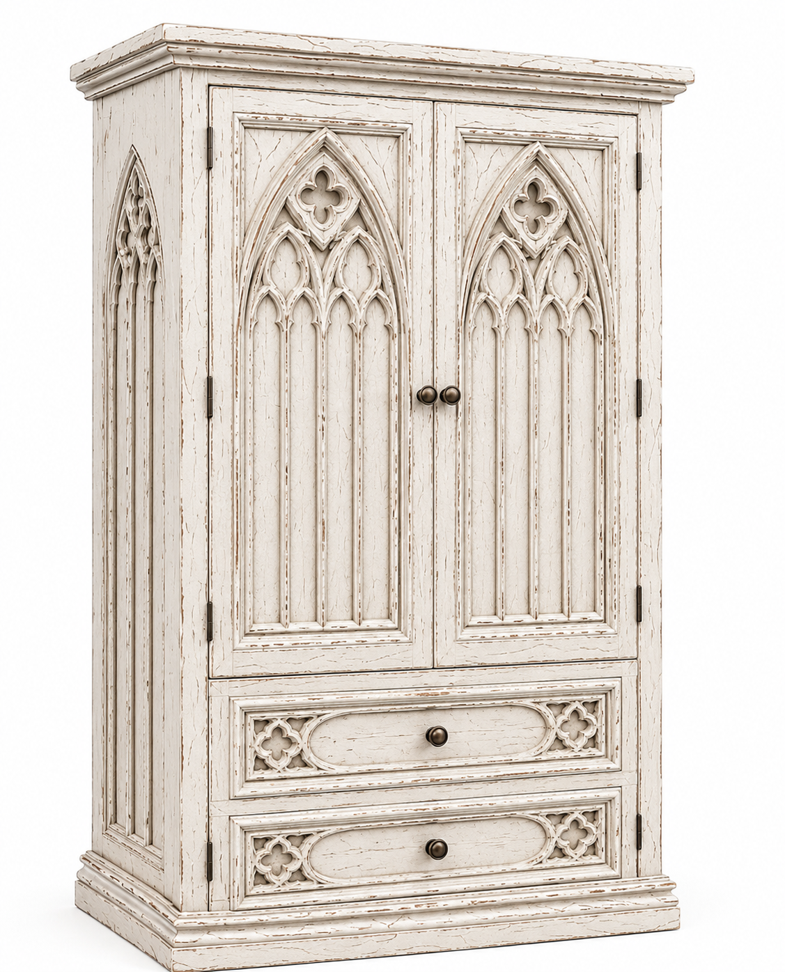 Cathedral Reverie™ Gothic Hand-Carved Solid Wood Armoire