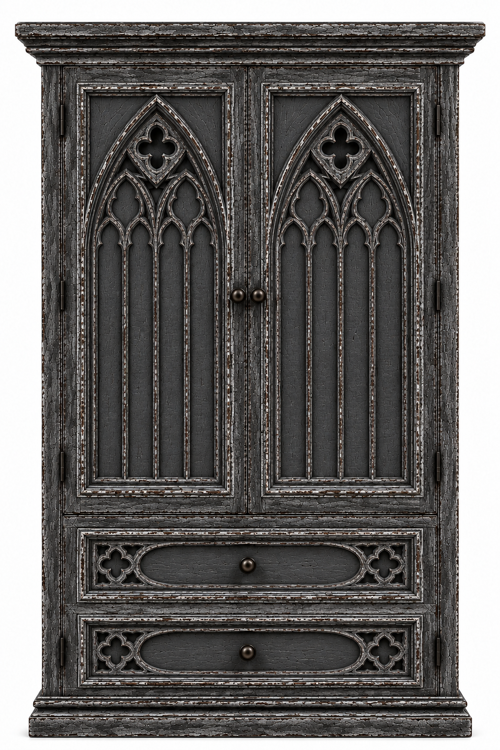 Cathedral Reverie™ Gothic Hand-Carved Solid Wood Armoire