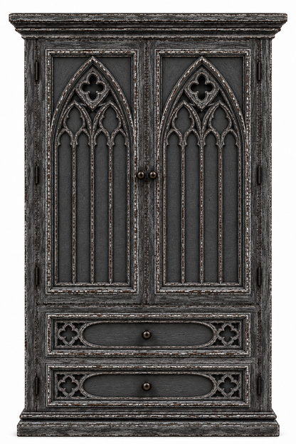 Cathedral Reverie™ Gothic Hand-Carved Solid Wood Armoire