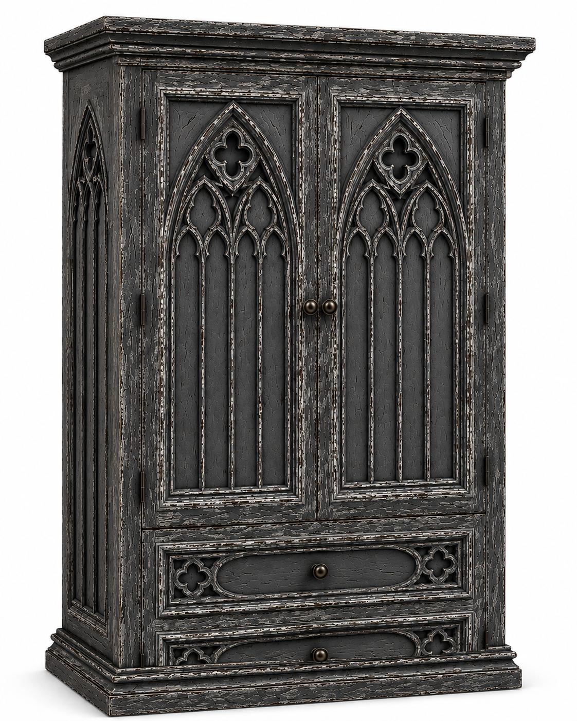 Cathedral Reverie™ Gothic Hand-Carved Solid Wood Armoire