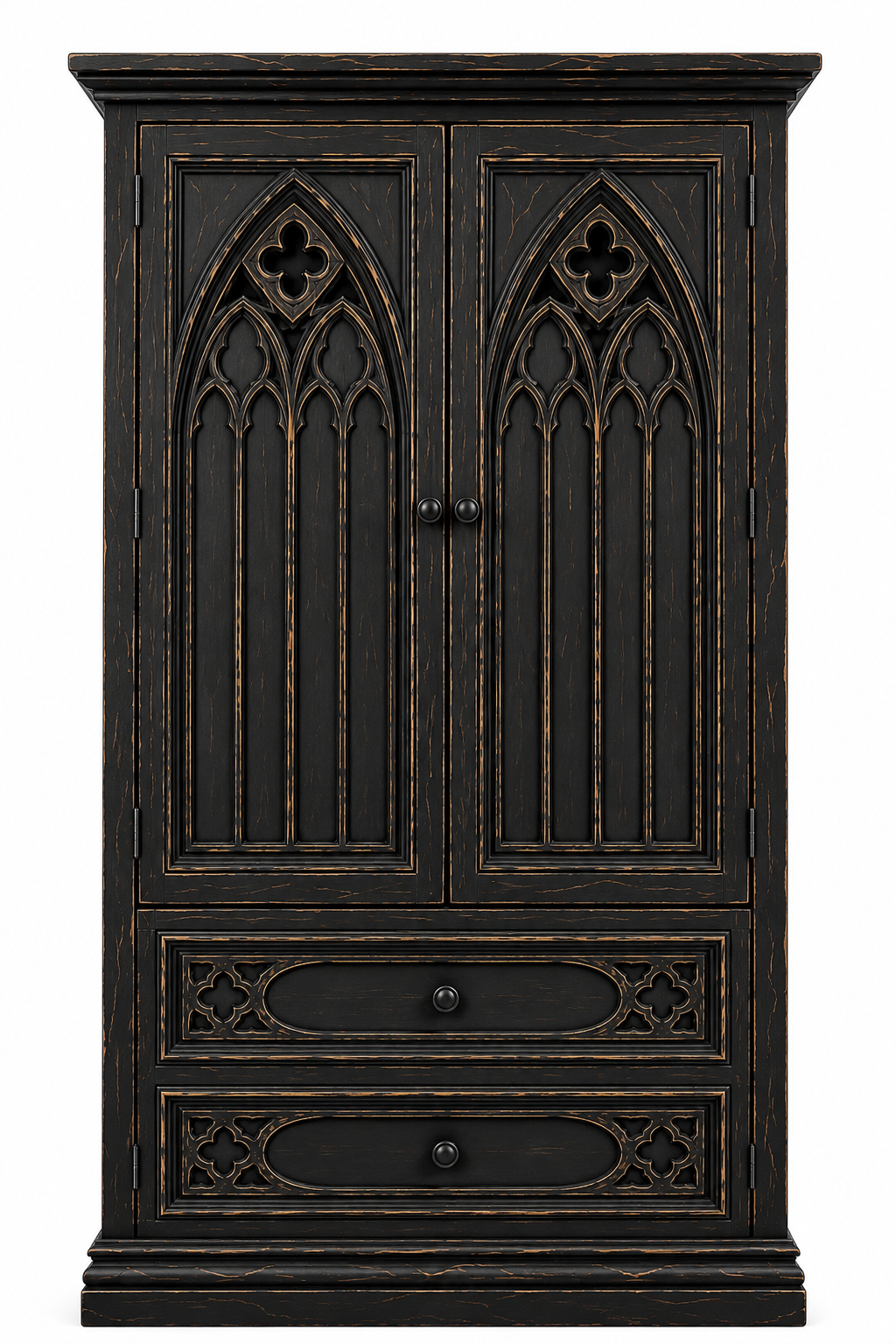 Cathedral Reverie™ Gothic Hand-Carved Solid Wood Armoire