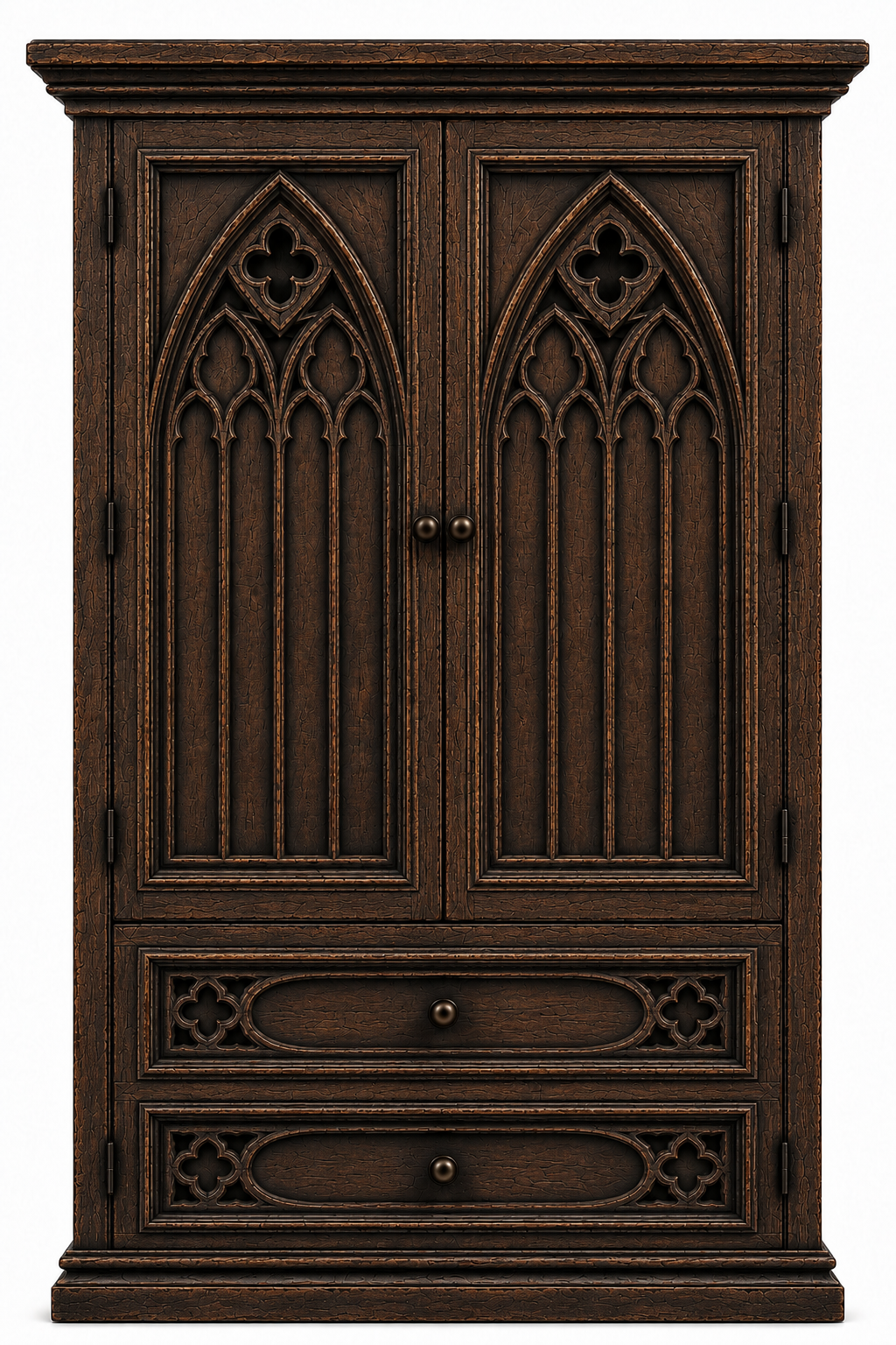 Cathedral Reverie™ Gothic Hand-Carved Solid Wood Armoire