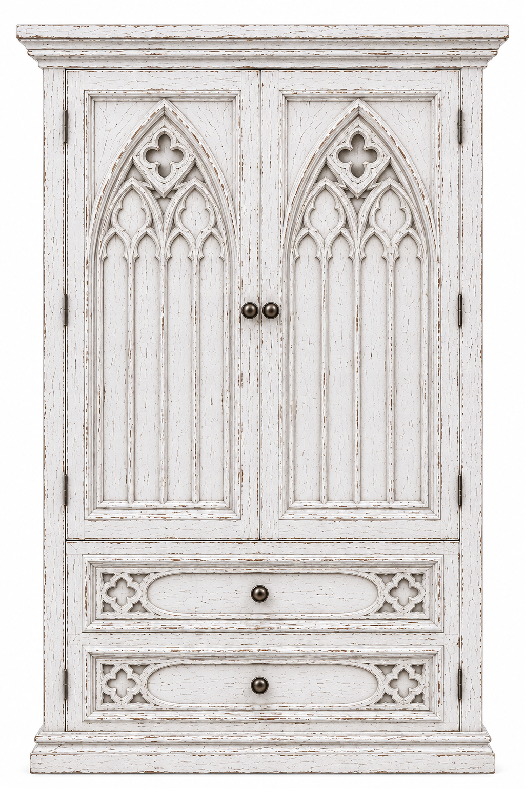 Cathedral Reverie™ Gothic Hand-Carved Solid Wood Armoire