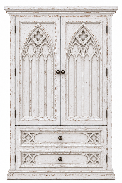 Cathedral Reverie™ Gothic Hand-Carved Solid Wood Armoire
