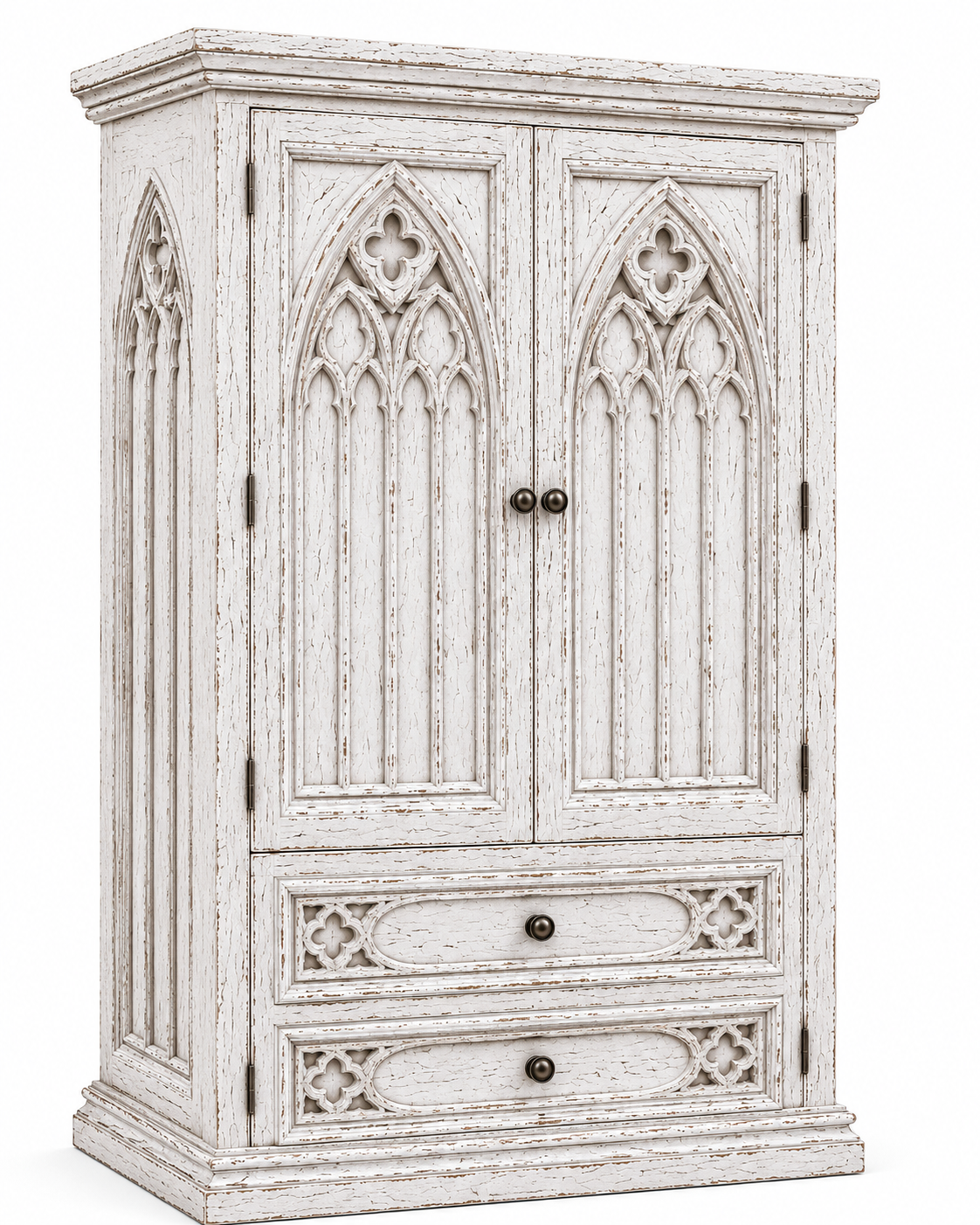Cathedral Reverie™ Gothic Hand-Carved Solid Wood Armoire