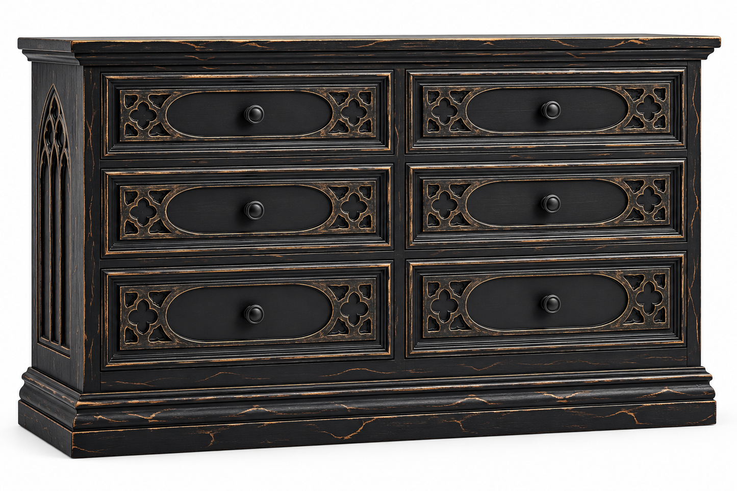 Cathedral Reverie™ Gothic Hand-Carved Solid Wood Dresser