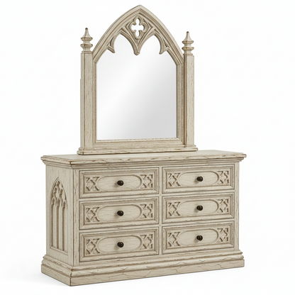 Cathedral Reverie™ Gothic Hand-Carved Solid Wood Mirror Frame