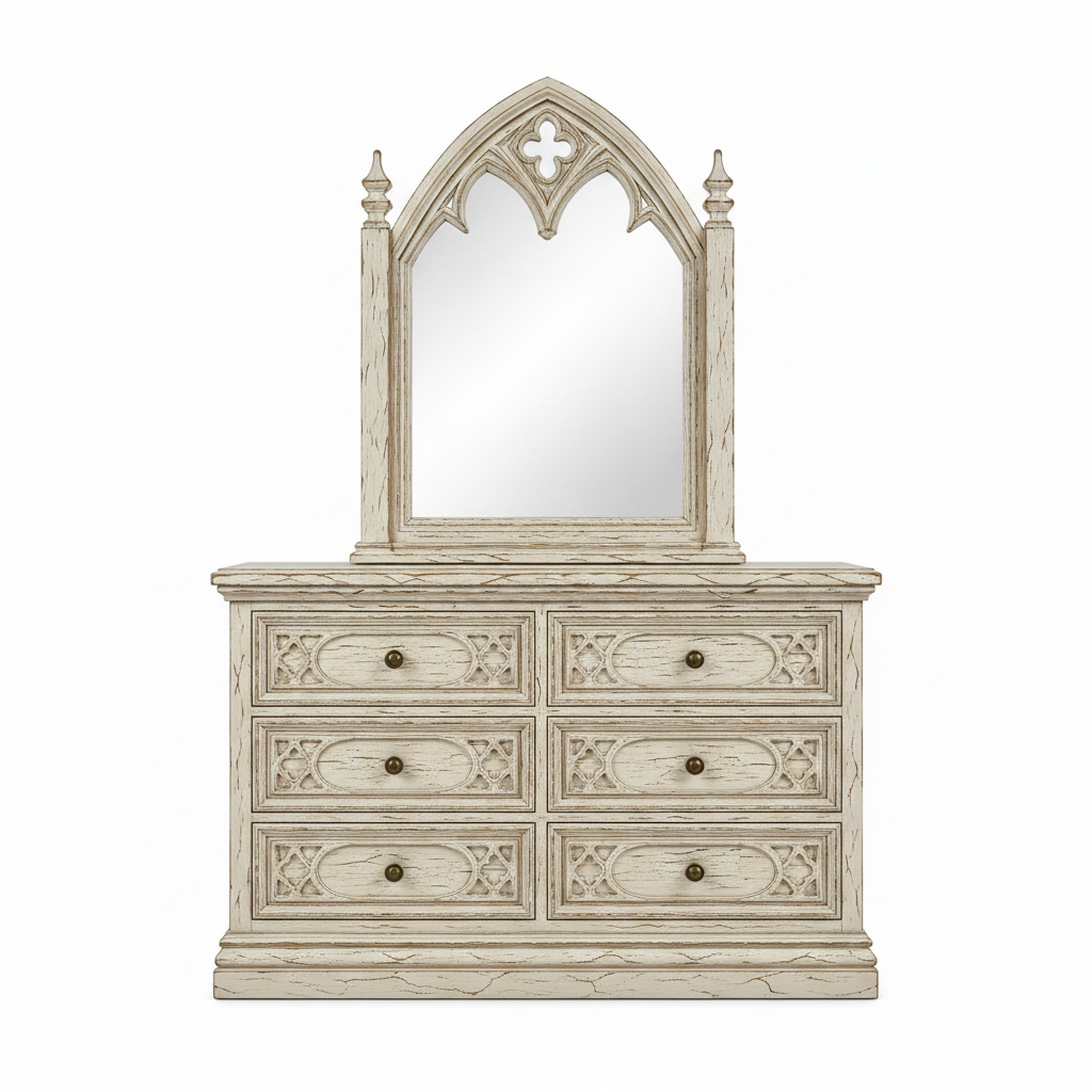 Cathedral Reverie™ Gothic Hand-Carved Solid Wood Mirror Frame