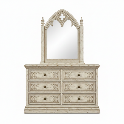 Cathedral Reverie™ Gothic Hand-Carved Solid Wood Mirror Frame