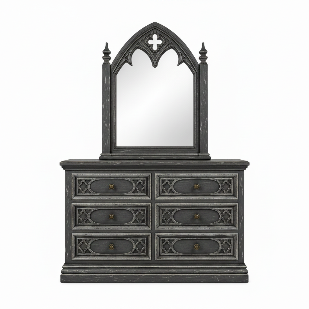 Cathedral Reverie™ Gothic Hand-Carved Solid Wood Mirror Frame