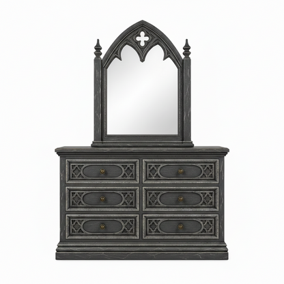 Cathedral Reverie™ Gothic Hand-Carved Solid Wood Mirror Frame